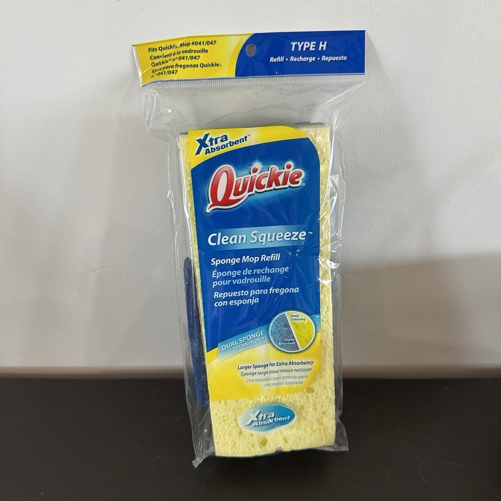 Quickie Clean Squeeze Sponge Mop Refill Type H - Fits Quickie Mop #041